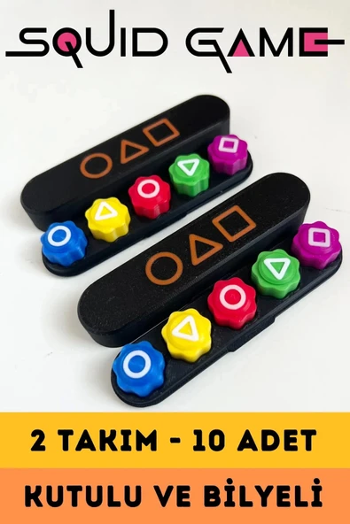 Özel Üretim Kumlu Renkli Beş Taş Gonggi Kalamar Squid Game 5 Taş Oyunu - 2 Set