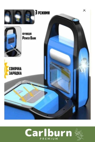 Özel Üretim Darbeye Dayanıklı 300 Gram Usb Güneş Enerjili Işıldak Powerbank Özellikli Kamp Lambası - 3