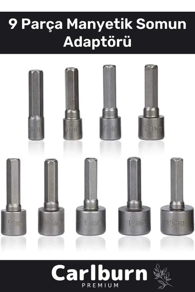 Premium Titanyum Kaplama Uzun Ömürlü Aşınma Karşıtı Koruma 9 Parça Manyetik Somun Adaptörü Seti