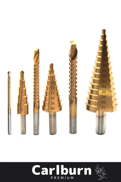 Özel Üretim Çift Yiv Sistemli Çatlatmadan Kesim Kademeli Matkap Ucu Sac Delme 6 Parça Panç Seti - 2