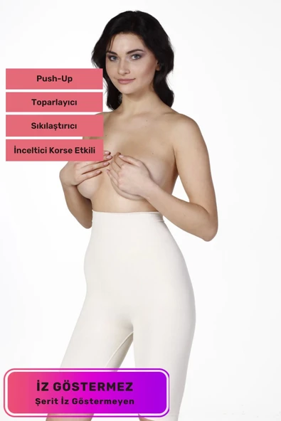 Lazer Kesim Kaymaz Vücut Şekillendirici İz Göstermeyen Yüksek Bel Push-Up Destekli İnceltici Toparlayıcı Korse ürün görseli