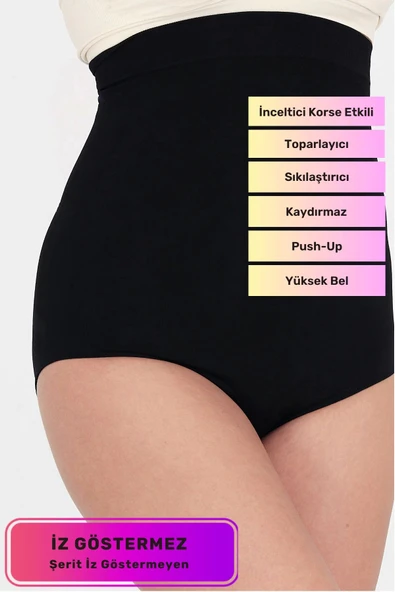 İz Göstermeyen Kaymaz Toparlayıcı Sıkılaştırıcı İz Göstermeyen Yüksek Bel Kaydırmaz Yüksek Bel Slip Korse ürün görseli