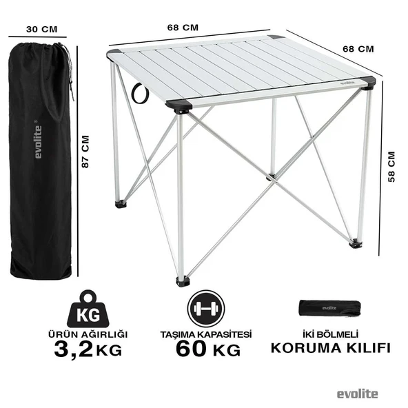 Evolite Discovery Büyük Boy Alüminyum Kamp ve Piknik Masası - 6