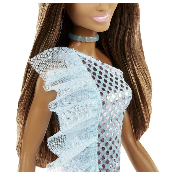 Barbie Pırıltılı Bebekler Mavi Elbiseli HJR95 - 2