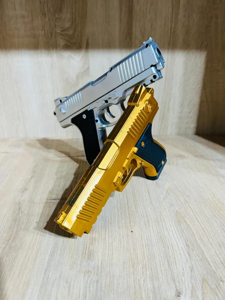 Boncuklu  Altın ve Gümüş Renk Boncuk Atan Silah 2 Adet + 21 Paket Boncuk - 3