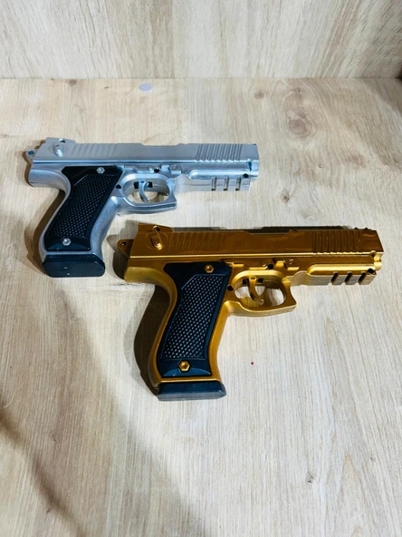 Boncuklu  Altın ve Gümüş Renk Boncuk Atan Silah 2 Adet + 21 Paket Boncuk - 2