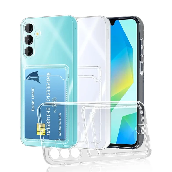 Samsung Galaxy A55 5G Kılıf Cardy Şeffaf Kartlık Cepli Kapak