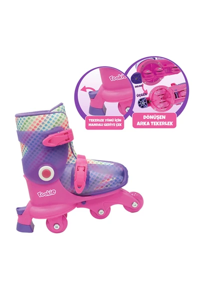 Paten Ayarlanabilir Dönüşen Tekerlekli 2 In 1 Twisty Paten - Mor 29-32 - 5