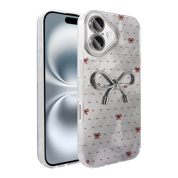 iPhone 16 Plus Kılıf Kamera Korumalı Figürlü Ponti Silikon Kapak - Resim 12