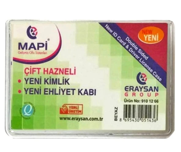 Mapi Çift Hazneli Kimlik Ehliyet Kabı Şeffaf - 6 adet