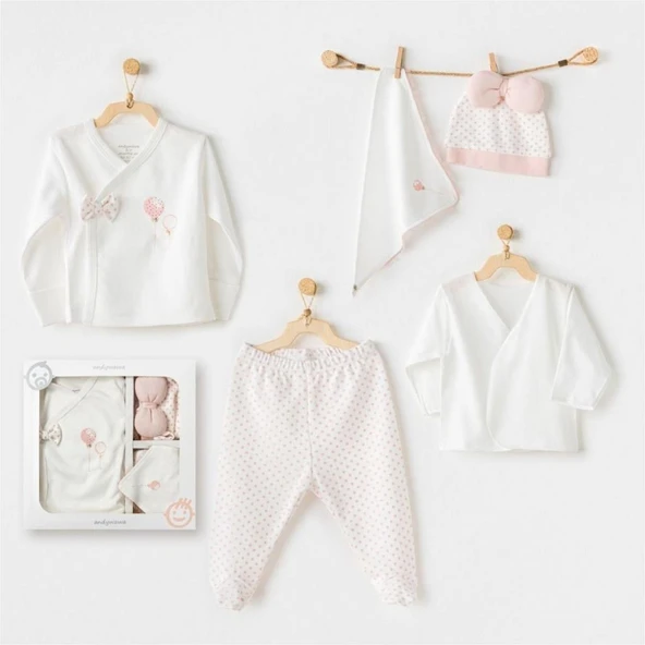 Nessiworld Andywawa AC25550 Newborn Set Pınk Baloons 5'Li Hastane Çıkışı Ekru