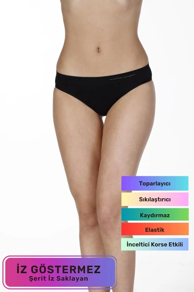 Premium İnceltici Sıkılaştırıcı Toparlayıcı İz Göstermeyen Düşük Bel Siyah Dikişsiz Slip Korse