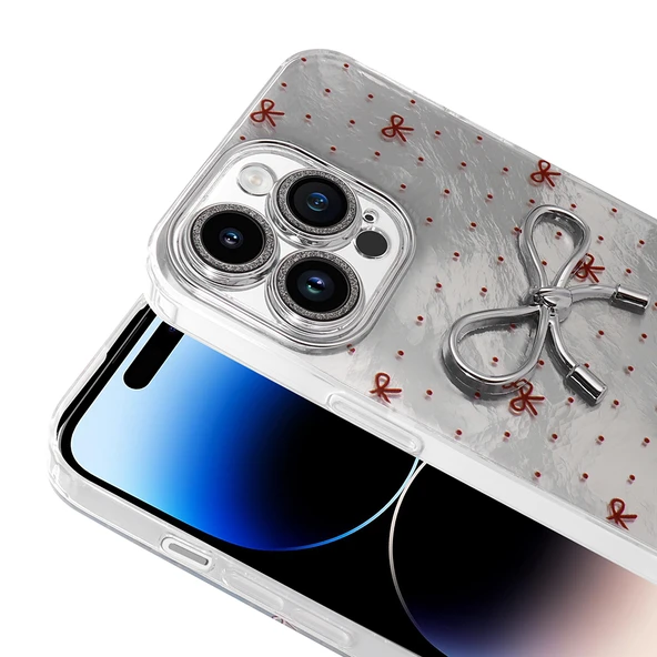 iPhone 14 Pro Max Kılıf Kamera Korumalı Figürlü Ponti Silikon Kapak - Resim 3