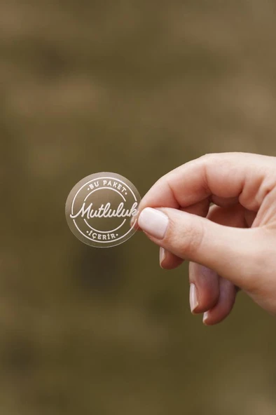Bu Paket Mutluluk İçerir Dairesel Şeffaf Etiket 100 Adet - 3