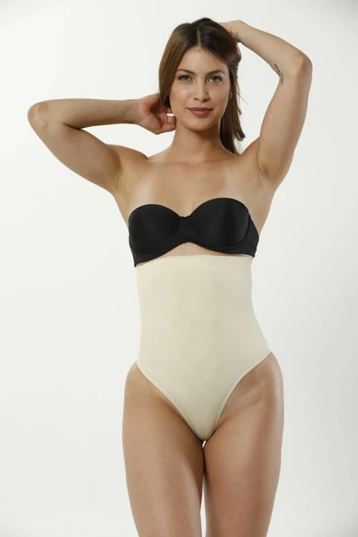 Kaymaz İz Göstermeyen Yüksek Bel Toparlayıcı Sıkılaştırıcı Karın Şekillendirici String Tanga Korse - Resim 2