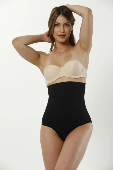 Kaymaz İz Göstermeyen Yüksek Bel Toparlayıcı Sıkılaştırıcı Karın Şekillendirici String Tanga Korse - 2