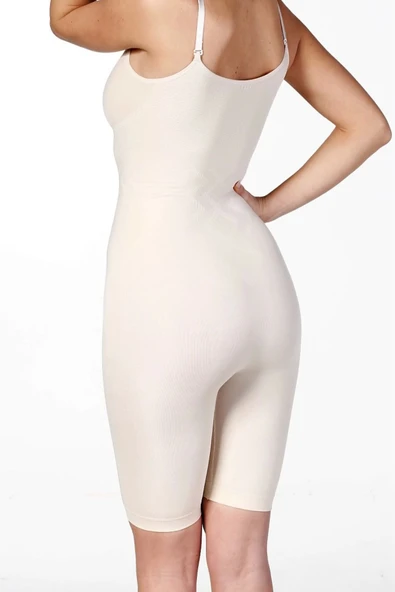 Premium Vücut Şekillendirici Kaymaz Toparlayıcı Sıkılaştırıcı Tam Boy Omuz Ayarlanabilen Hayalet Korse - Resim 4