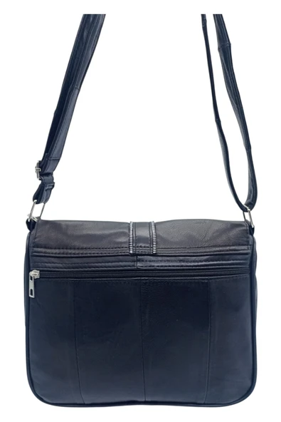 Hakiki Deri Kapaklı Kadın Omuz Çantası - Resim 2