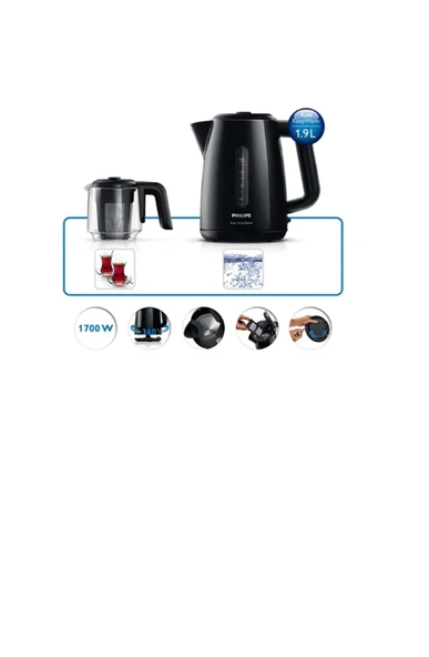 PHİLİPS HD 7301 ÇAY MAKİNESİ CAM DEMLİKLİ 1700 W ÇAYDANLIK ÇAYCI KETTLE
