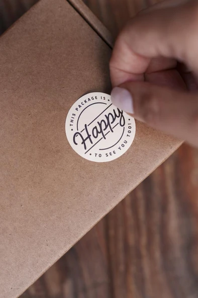 This Package is Happy To See You Too Dairesel Etiket 100 Adet