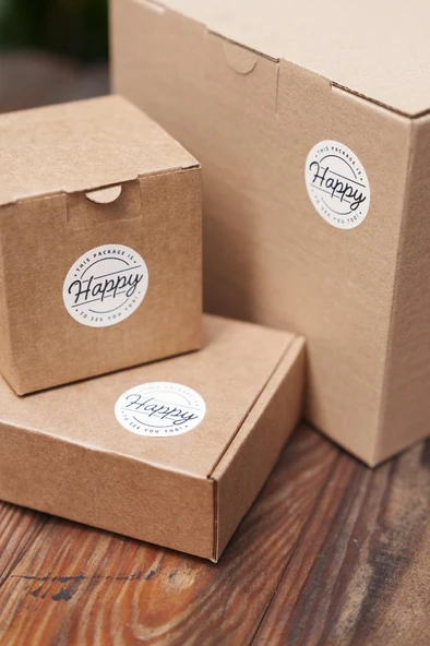 This Package is Happy To See You Too Dairesel Etiket 100 Adet - 4