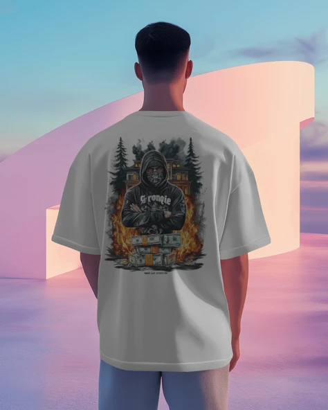 Gangsta Fire Oversize  Tişört   Sokak Modasının En Sert Hali - 1