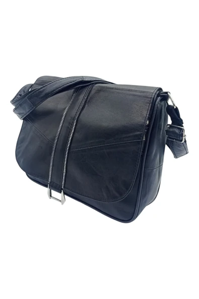 Hakiki Deri Kapaklı Kadın Omuz Çantası - Resim 6