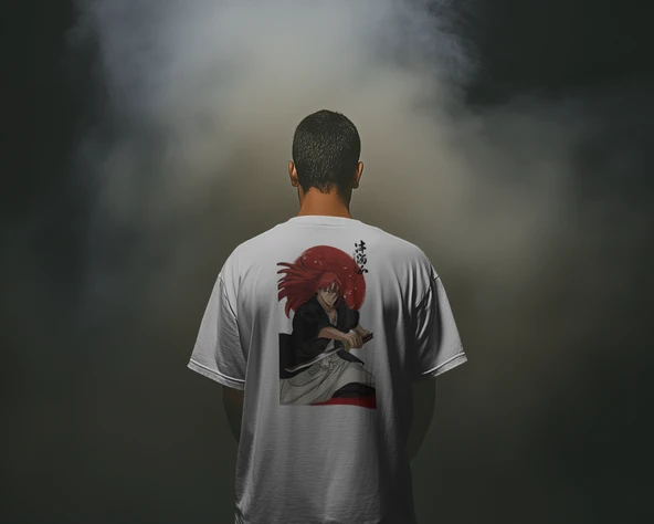 Samurai Anime Sırt Baskılı Oversize Tişört