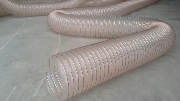 Poliüretan Bakır Telli Şeffaf Hortum ( İç çap 120mm )  (10mt ) Pu 070 Toz Talaş Emiş - 3