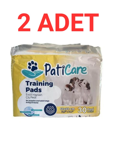 PatiCare Trainingpads Yavru Köpek Tuvalet Eğitim Pedi 60x60cm 30lu Çiş Pedi 2adet