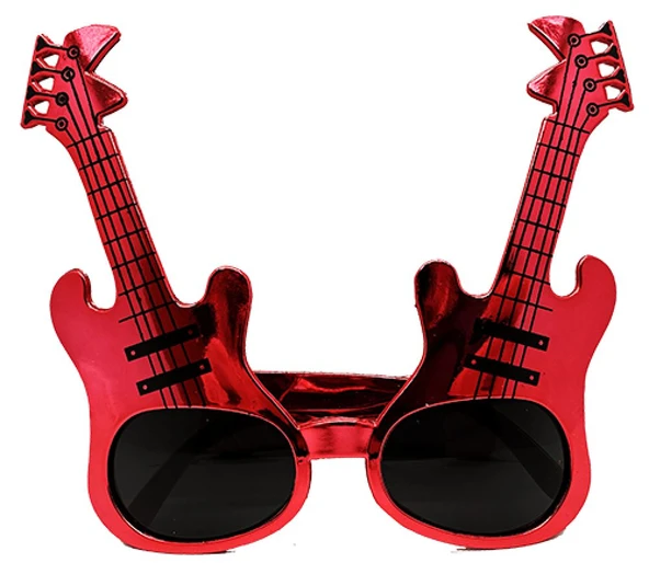 Kırmızı Renk Rockn Roll Gitar Şekilli Parti Gözlüğü 15x15 cm