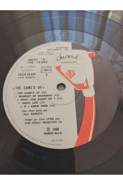Escoines Koleksiyon 3996367eb1176b3719 1980 The Game's up - Sniff'n the tears vinyl 33lük plak - 3