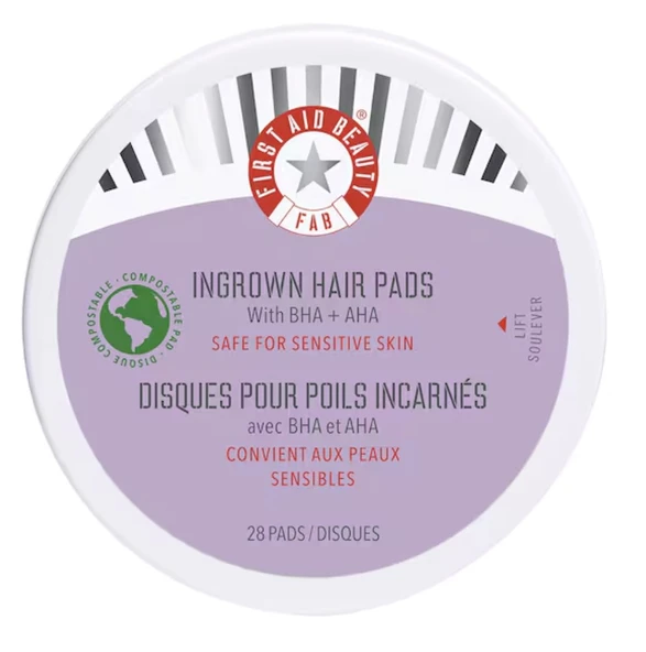 First Aid Beauty Ingrown Hair Pads - Batık Tüyler İçin Biyolojik Olarak Bozunabilen Diskler X 28