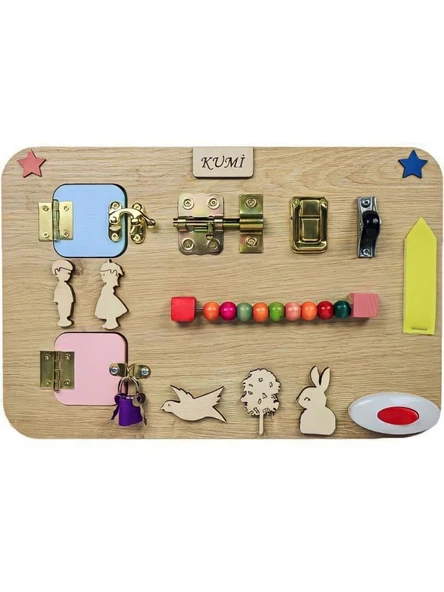 Montessori Aktivite Tahtası Beyin Zeka Gelişimi İnce Motor Eğitici Oyuncak Diş Kaşıyıcı Hediyeli - 2