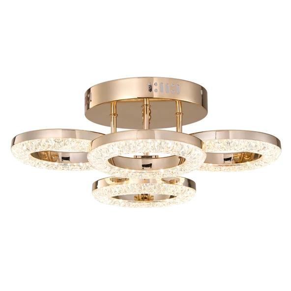 Apliqa Oylum 4'lü Gold 24 Watt Kristalli Koridor Salon Led Plafonyer Avize - Resim 3