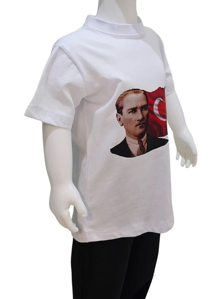 Ay Yıldızlı Atatürk Baskılı Beyaz Tişört - 2