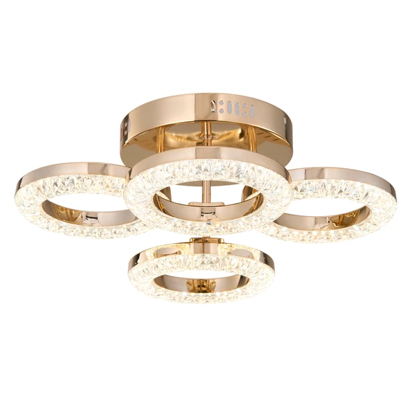 Apliqa Oylum 4'lü Gold 24 Watt Kristalli Koridor Salon Led Plafonyer Avize - Resim 4