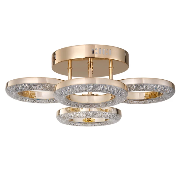 Apliqa Oylum 4'lü Gold 24 Watt Kristalli Koridor Salon Led Plafonyer Avize - Resim 2