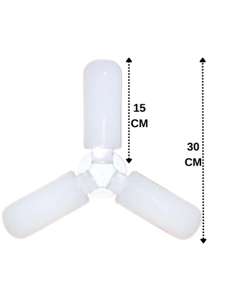 (3 Adet) Sorti 30W (270W) Beyaz Işık E27 Duylu (Kalın Duy) Led Pervane Ampul - Resim 3