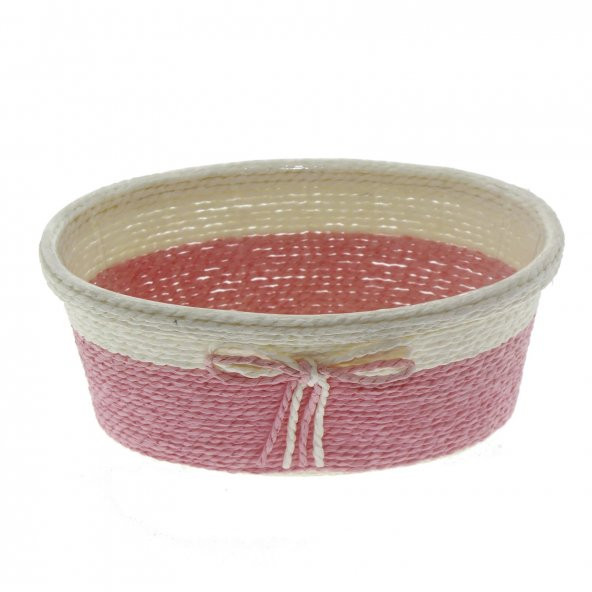 20x12cm Hasır Sepet Renkli Fiyonklu - 2