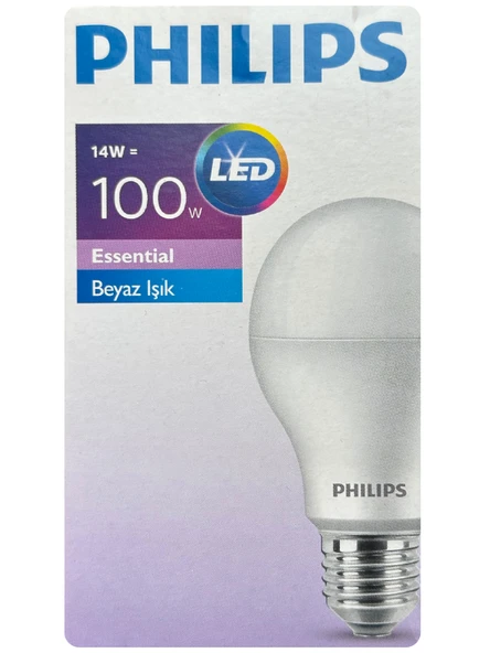 (12 Adet) Philips 14W (100W) Beyaz Işık E27 Duylu (Kalın Duy) Led Ampul - 2