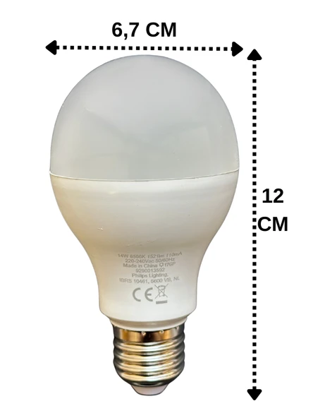 (5 Adet) Philips 14W (100W) Beyaz Işık E27 Duylu (Kalın Duy) Led Ampul - 3