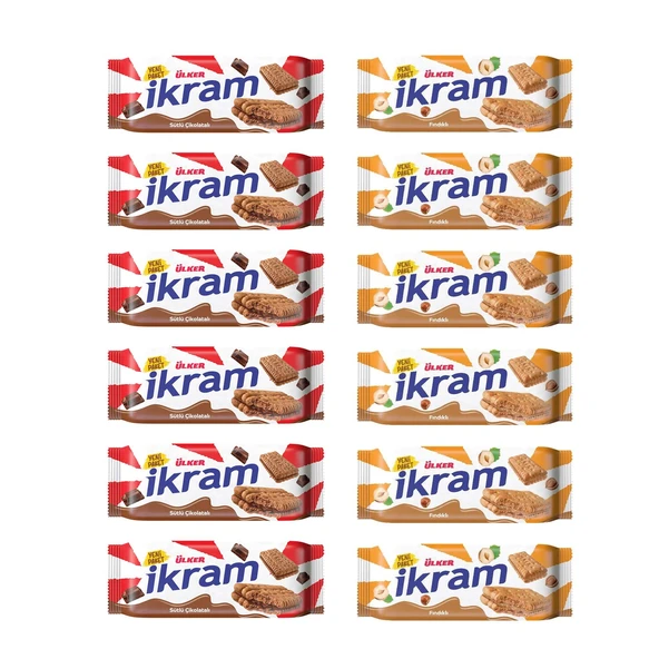 Ülker İkram 84 gr Çikolatalı ve Fındıklı 12 li Karma Paket