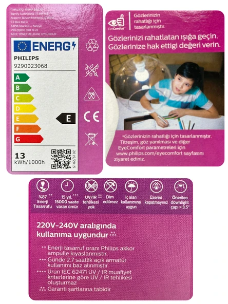 (2 Adet) Philips 13W Sarı Işık E27 Duylu (Kalın Duy) Led Ampul - Resim 4