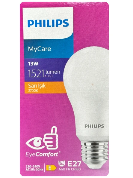 (2 Adet) Philips 13W Sarı Işık E27 Duylu (Kalın Duy) Led Ampul - Resim 2