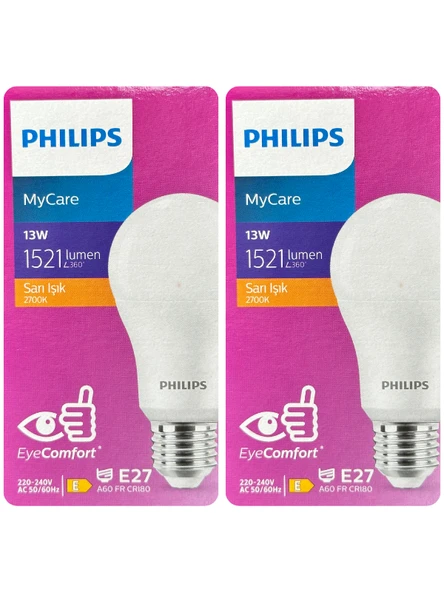 (2 Adet) Philips 13W Sarı Işık E27 Duylu (Kalın Duy) Led Ampul