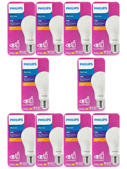 (10 Adet) Philips 13W Sarı Işık E27 Duylu (Kalın Duy) Led Ampul