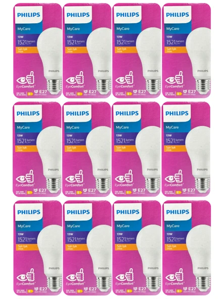 (12 Adet) Philips 13W Sarı Işık E27 Duylu (Kalın Duy) Led Ampul