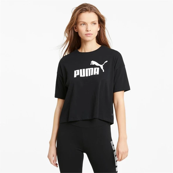 Puma ESS Cropped No:1 Logo Tee Siyah Kadın Spor Tişört - 684972 01