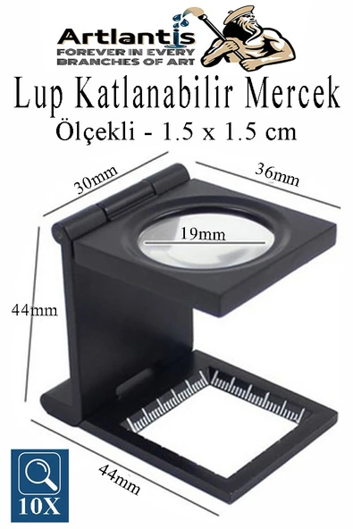 Lup Büyüteç Mercek 1.5x1.5 cm 1 Adet 10X Büyütmeli Plastik Katlamalı Lup Optik Mercek Tekstil Kumaş İplik Katlanabilir